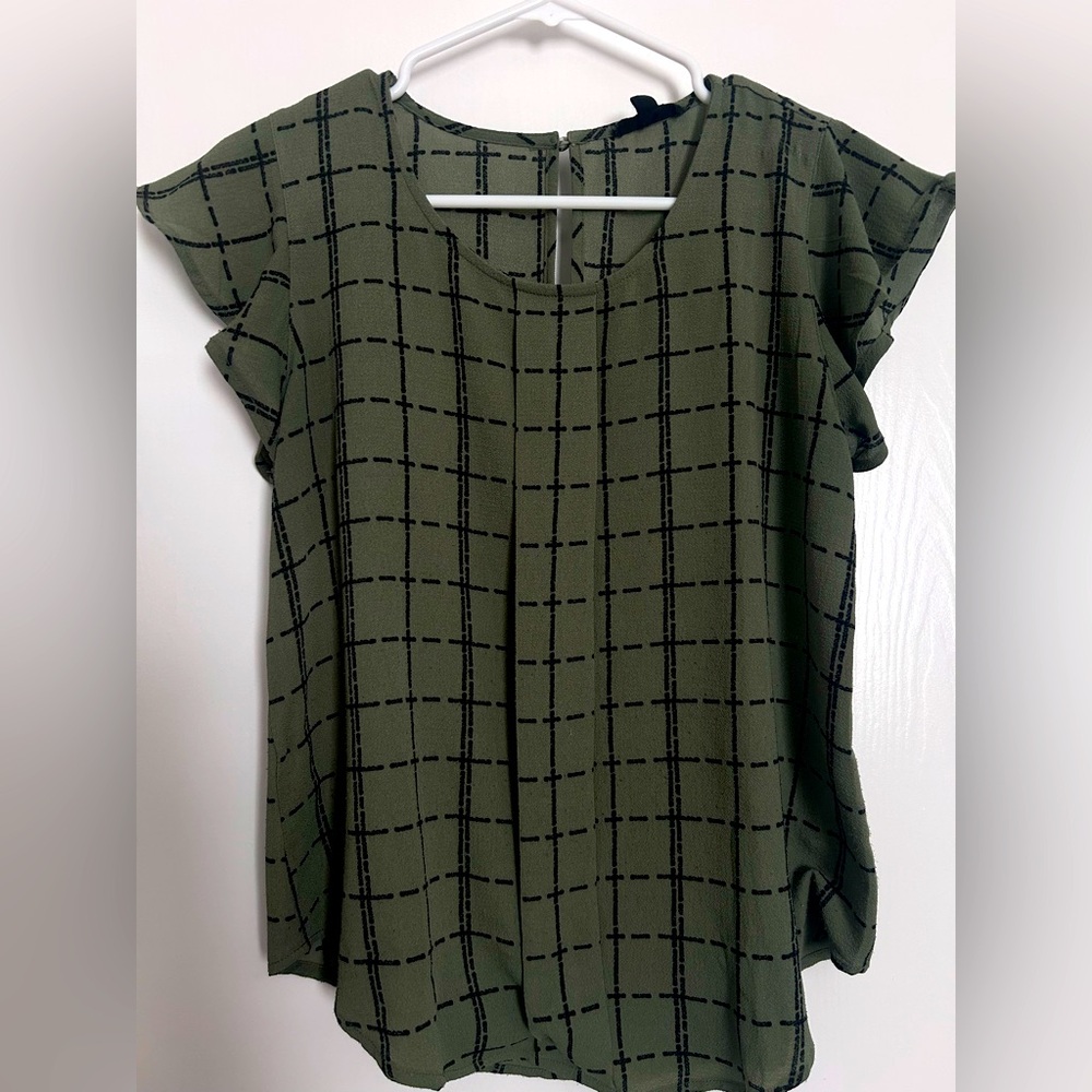 Mine Green Cap Sleeve Blouse perfect for work or date night
